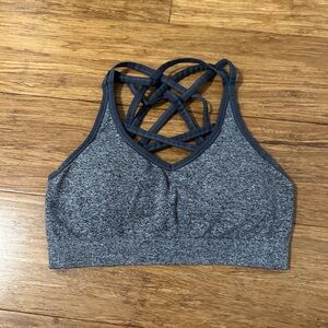 Reebok Gray Sports Bra with Crisscross Back